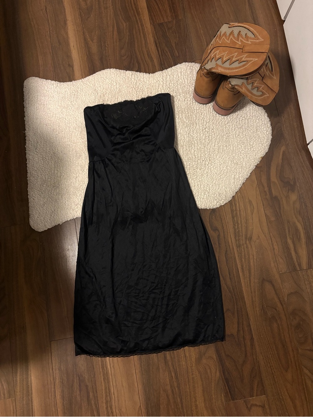 🖤Vintage Black Lace Bustier Slip Dress